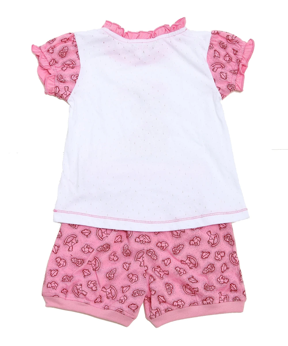 Комплект одежды для маленьких девочек, повседневная одежда с круглым вырезом, шорты, летняя одежда с короткими рукавами и принтом из хлопка
