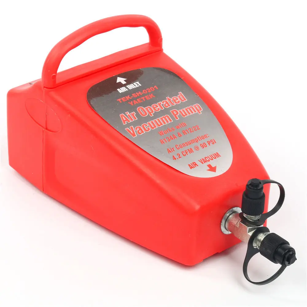 

4.2CFM Air Operated Vacuum Pump A/C Air Conditioning System Tool 80~150PSI Air Pressure Auto 1/2" ACME (R134a) & R12 Connector
