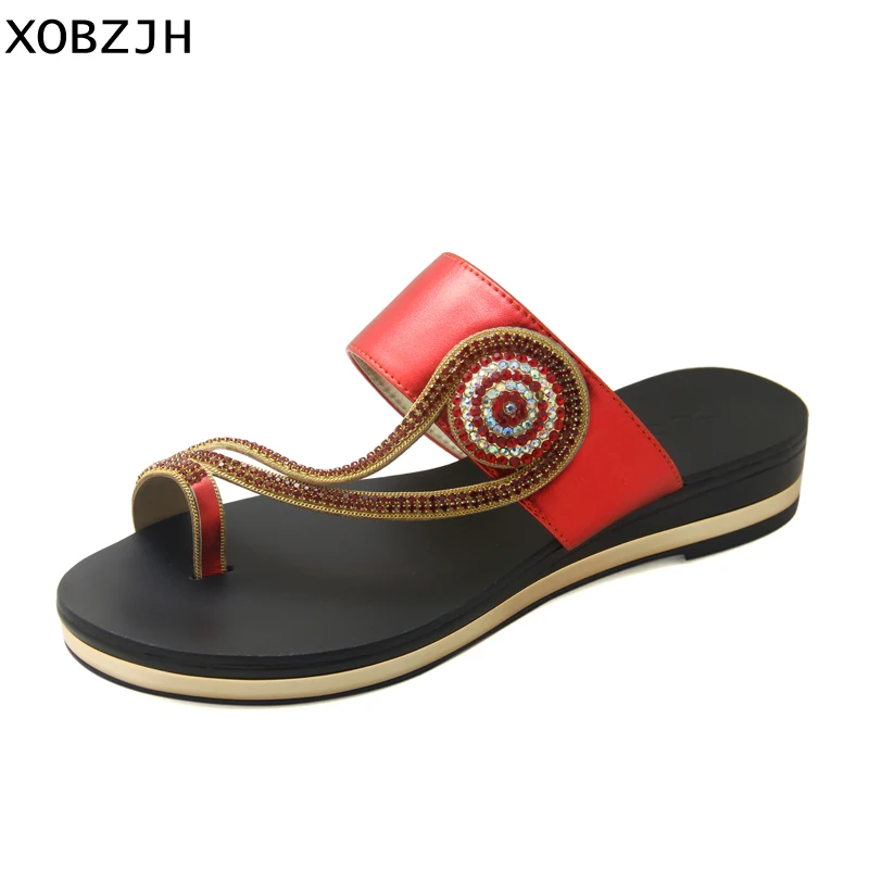 

XOBZJH Women Summer Platform Sandals Flat Shoes 2019 Luxury Ladies Rhinestone Wedges Sandals Ladies Shoes Woman Plus Size Us 11