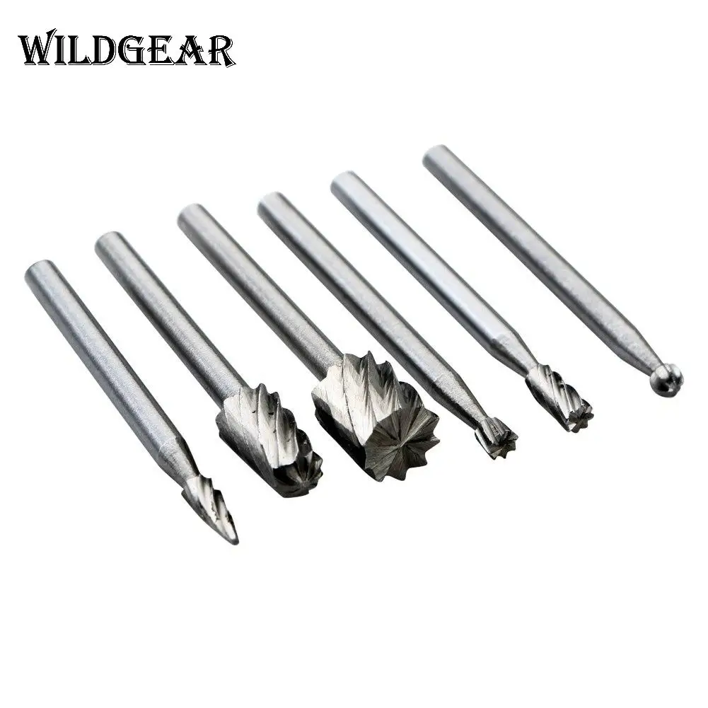 WILDGEAR 6Pcs 3mm Tungsten Steel Rotary Router Bits Grinding Burr