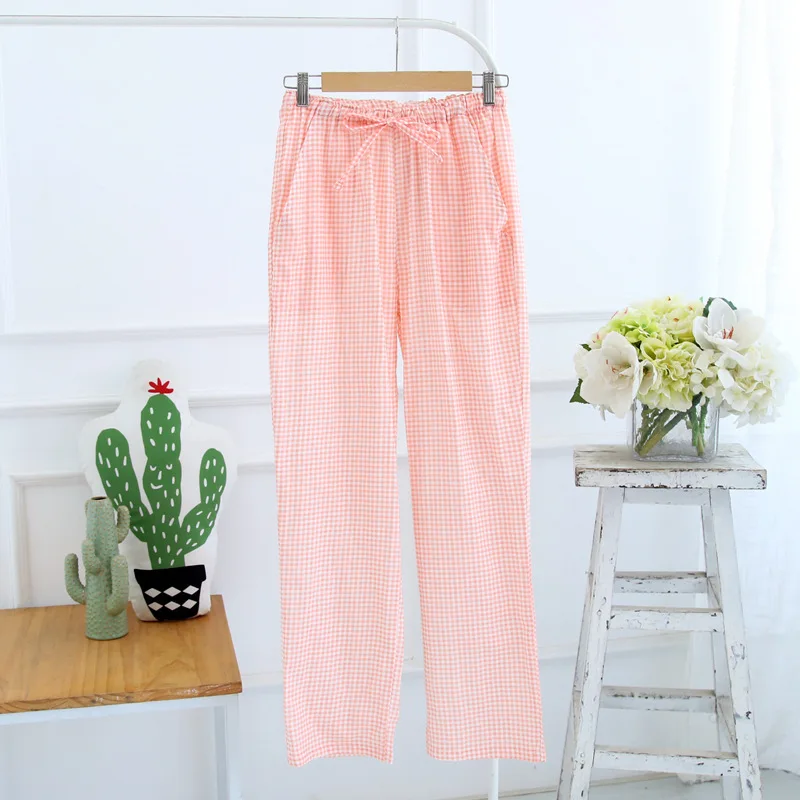 Весенне-летние хлопковые газовые клетчатые брюки пижамные брюки для женщин штаны шорты одежда для сна для женщин Ночная клетчатая Пижама