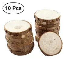 10 шт. необработанные натуральные круглые деревянные ломтики круги с деревом коры бревна диски для DIY ремесла размер 1