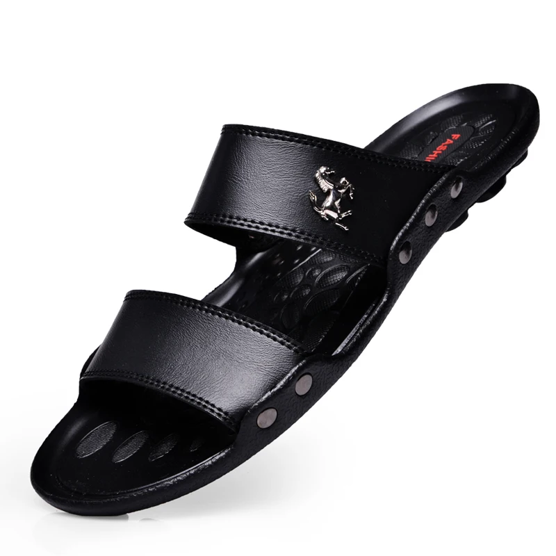 

2019 Summer men's Slippers Platform Fashion Slides Sandals Beach Male Sandals Rubber Shoes