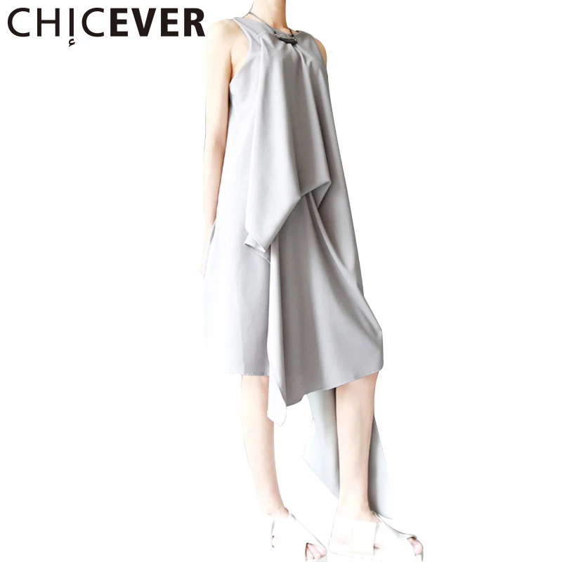 Chicever 2017 нерегулярные Лето Женское платье Женский Свободный жилет Длинные черные