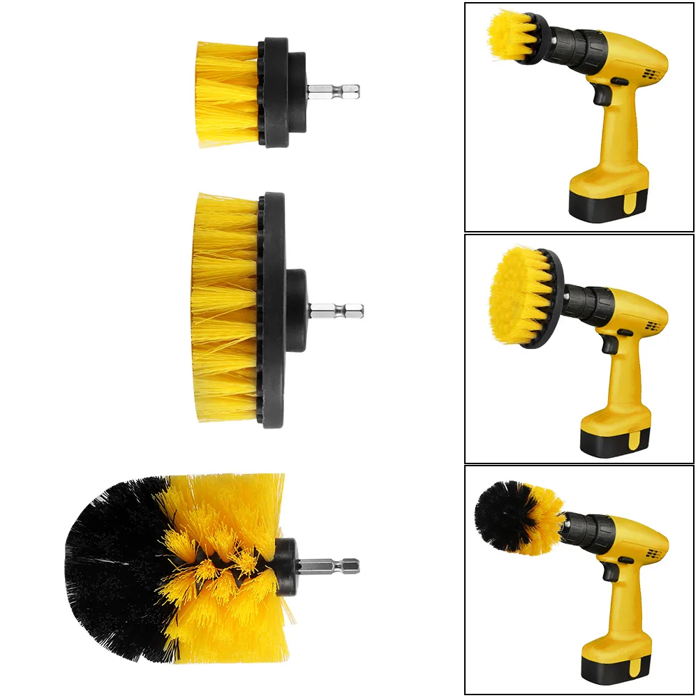 

3 pcs/set Power Scrubber Brush Drill Brush Clean for Bathroom Surfaces Tub Shower Tile Grout Cordless Power Scrub Cleaning Kit