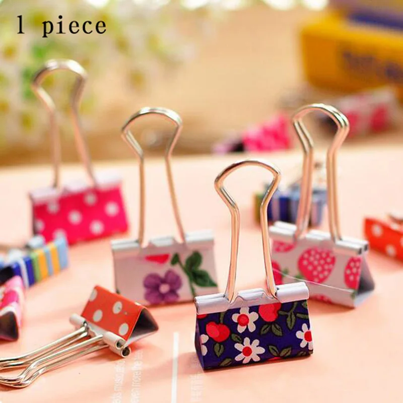 1Piece Cute Clips Kawaii Heart Metal Clips Creative Strawberry Binder