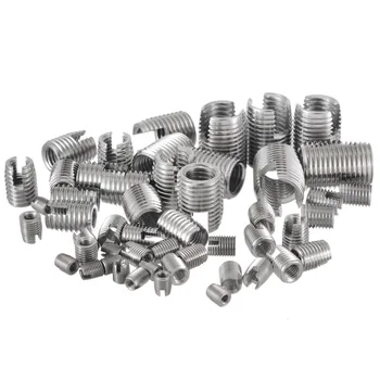 

50Pcs/Set Thread Repair Insert Kit Stainless Steel M3/M4/M5/M6/M8/M10/M12 Silver Self Tapping Slotted Screw