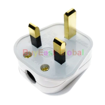 

(5 PCS) UK, Malaysia, Singapore 3 Flat Pin DIY Rewireable Power Plug AC100~220V 13A White Color