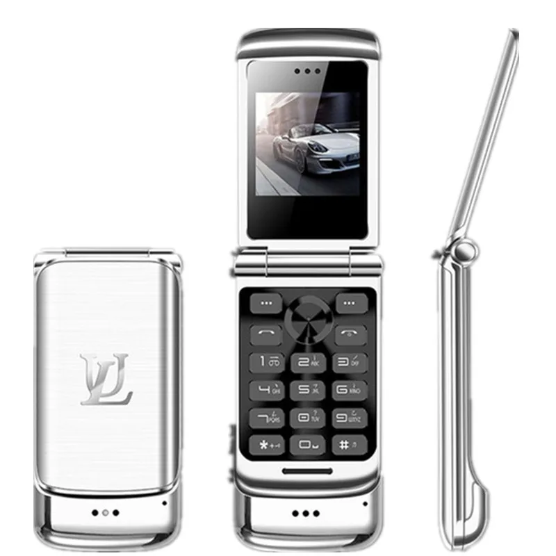 

Ulcool V9 Luxury Flip Phone Dual Sim Camera MP3 Bluetooth FM Dialer Anti-lost Metal Body Mini 1.54 Inch Cell Phone