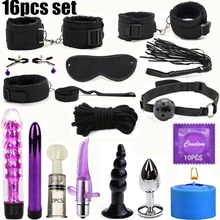 Juguetes sexuales para parejas, juego de vibradores de Bondage con restricción de nailon, tapón esclavo BDSM, vibrador, juegos de coqueteo, juguetes eróticos para mujeres y hombres