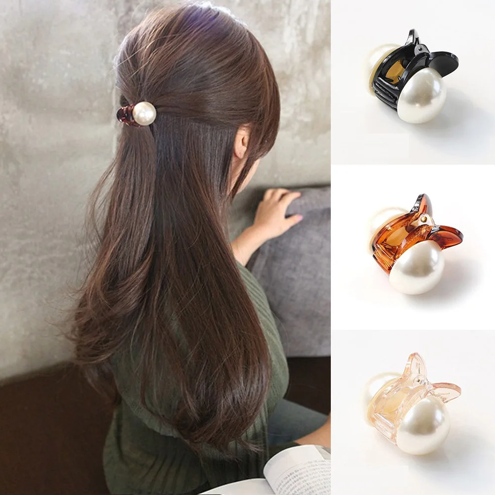 

Korean Sweet Mini Round Pearl Hairpins For Women Girls Hair Claw Barrettes Hair Crab Clips Styling Make UP Tool Hair Accessories