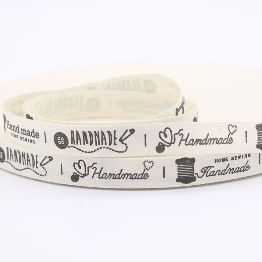 

15MM Sew Series Cotton Webbing Handmade Decorative Label Printed Grosgrain Webbing Ribbons For DIY Scrapbooking Sewing Wrapping