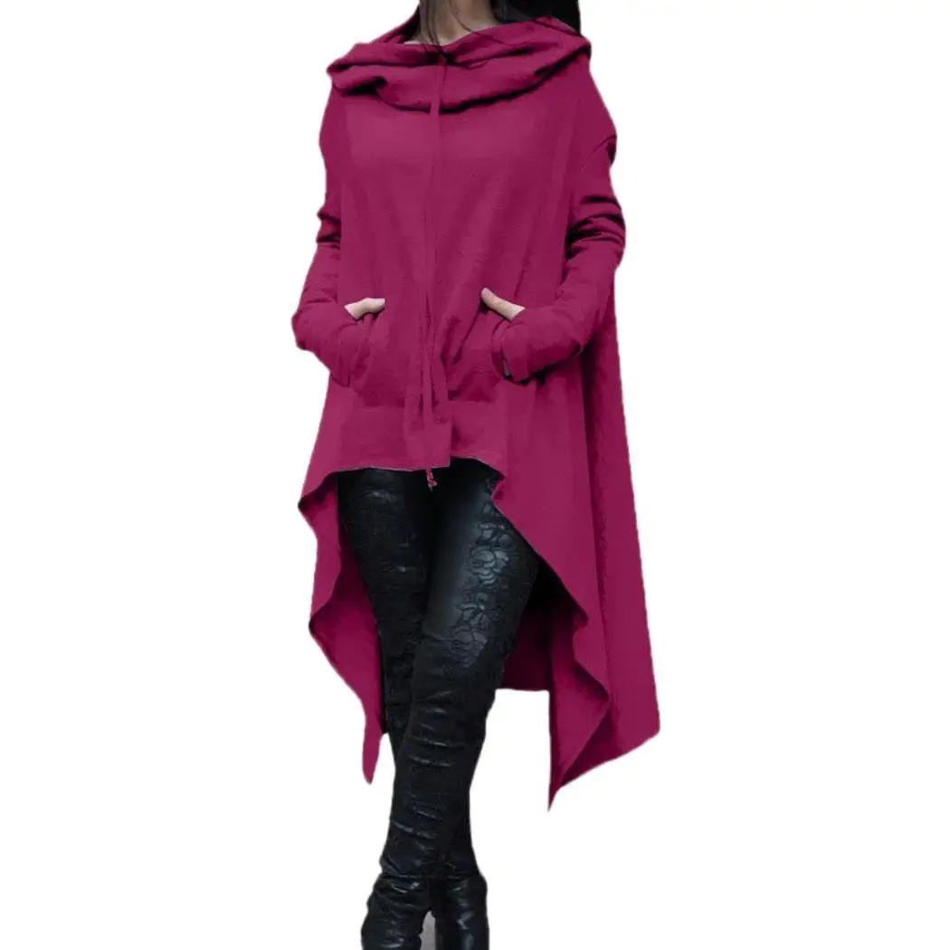 

Women Fashion Casual Solid Long Sleeve Loose Long Winter/Spring/Autumn Hooded Sweatshirt