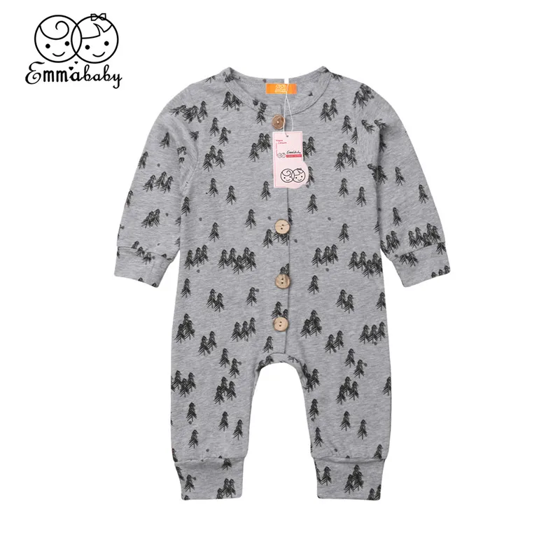 Infant Baby girls boys Rompers cotton Pine Trees casual Romper ropa