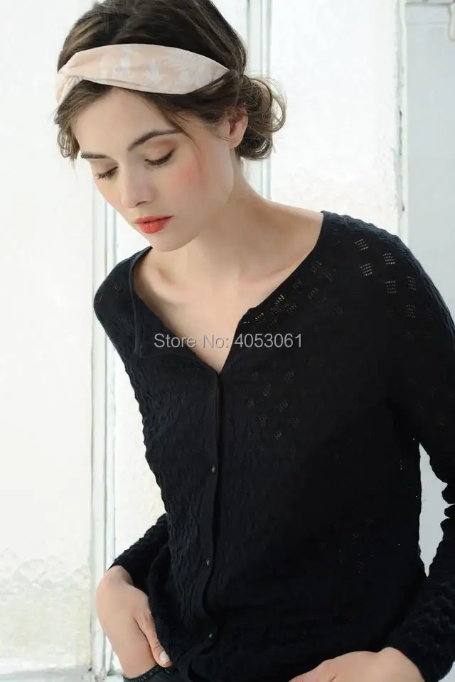 

Cotton Knit Cardigan - Latest Women/Ladies Black Hollow Out Knitting Top