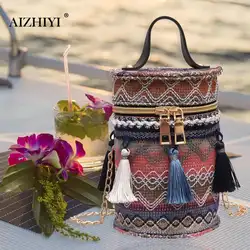 Женская сумка-мешок летняя сумочка из соломы женская народная-на заказ сумка через плечо тканая пляжная сумка через плечо сумка с