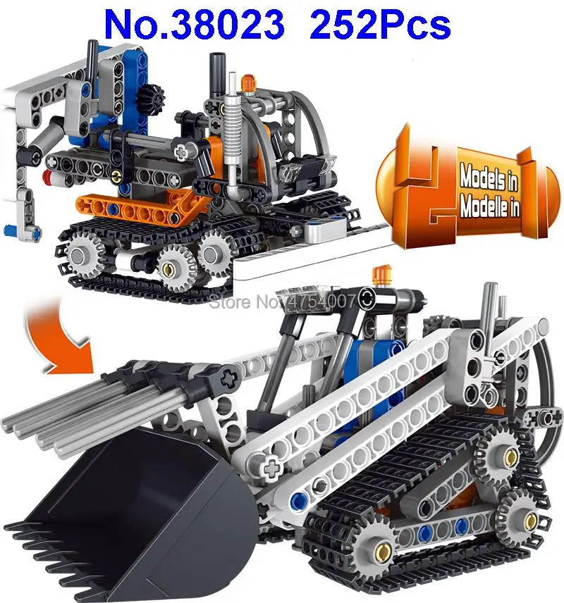 

38023 252pcs technic city 2in1 pedrail crawler compact loader lele 42032 building block Toy