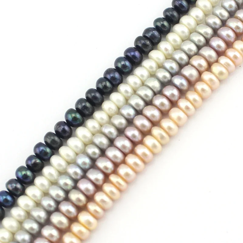 

Free Shipping Wholesale Jewelry Making Beads 7-8mm Rondelle Button Freshwater Pearl Spacer Beads Strand 15"
