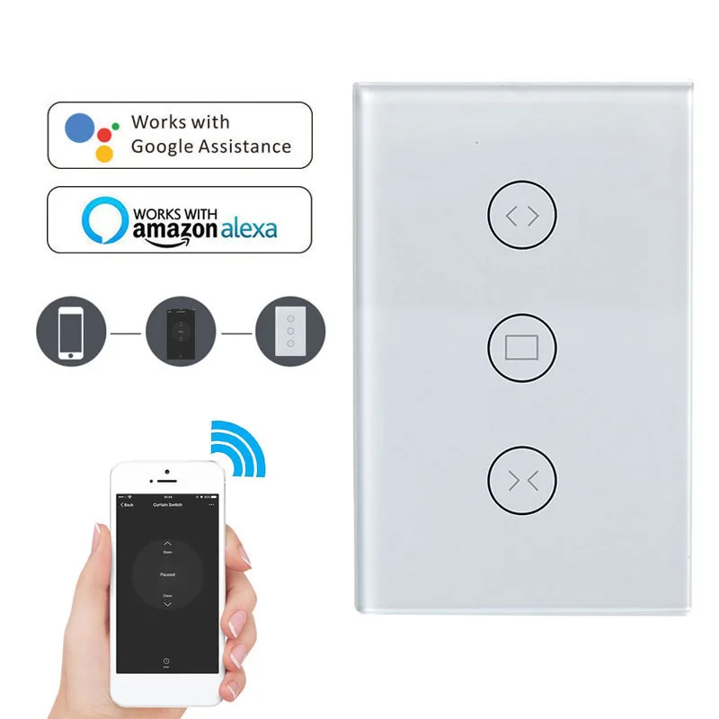 

US WiFi Smart Curtain Switch Smart Life for Electric Motorized Curtain Blind Roller Shutter Works with Alexa and Google Home