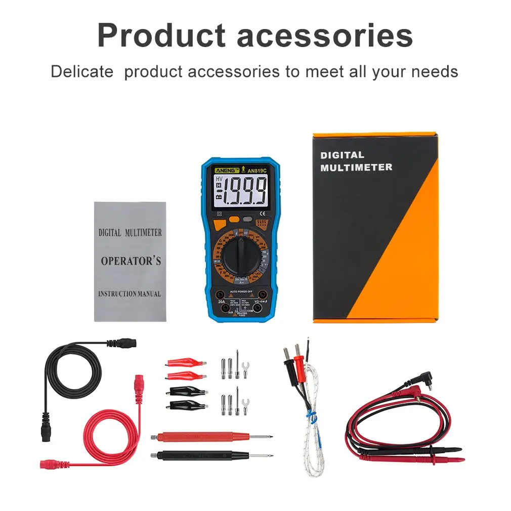 

ANENG AN819C NCV Digital LCD Multimeter Voltmeter Ammeter AC DC Diode Triode Resistence capacitance Temp Volt Tester