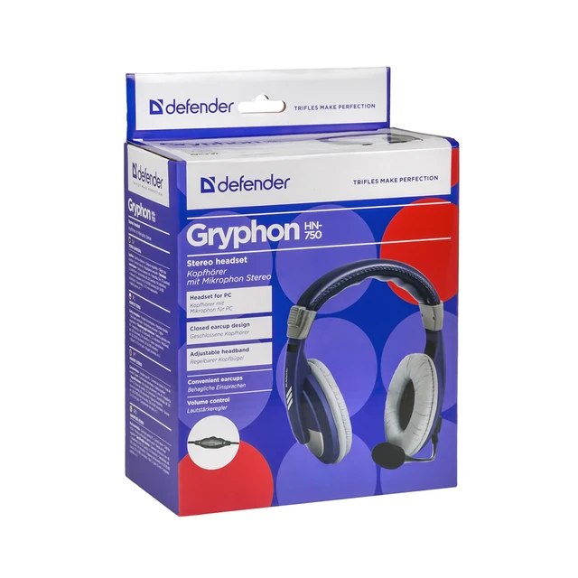 Компьютерная гарнитура DEFENDER Gryphon 750 белый, кабель 2 м 