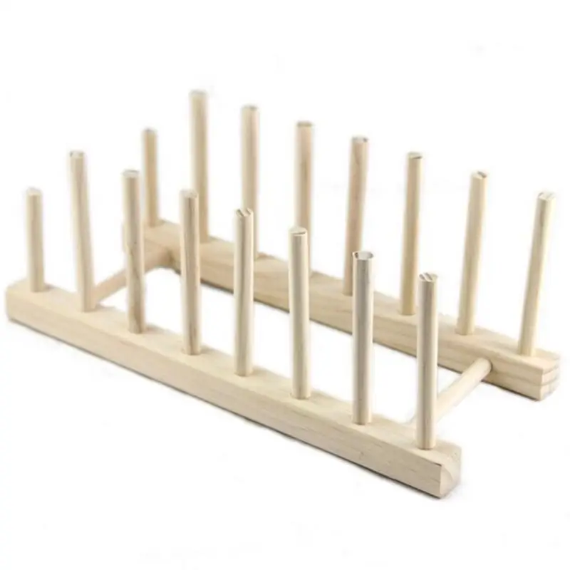 

Wooden Plate Rack Wood Stand Display Holder Lids Holds 7 New Heavy Duty