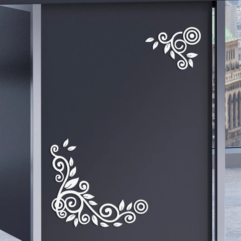 

Fashion New Wall Stickers Gold Silver Acrylic 3D Mirror Flower Home Decor Vinyl Stickers For Children Kids Bedroom