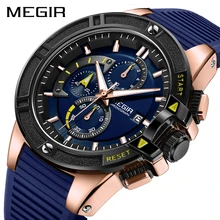 MEGIR часы для мужчин Relogio Masculino силиконовый хронограф кварцевые мужские часы люксовый бренд часы Relogio Militar Reloj Hombre