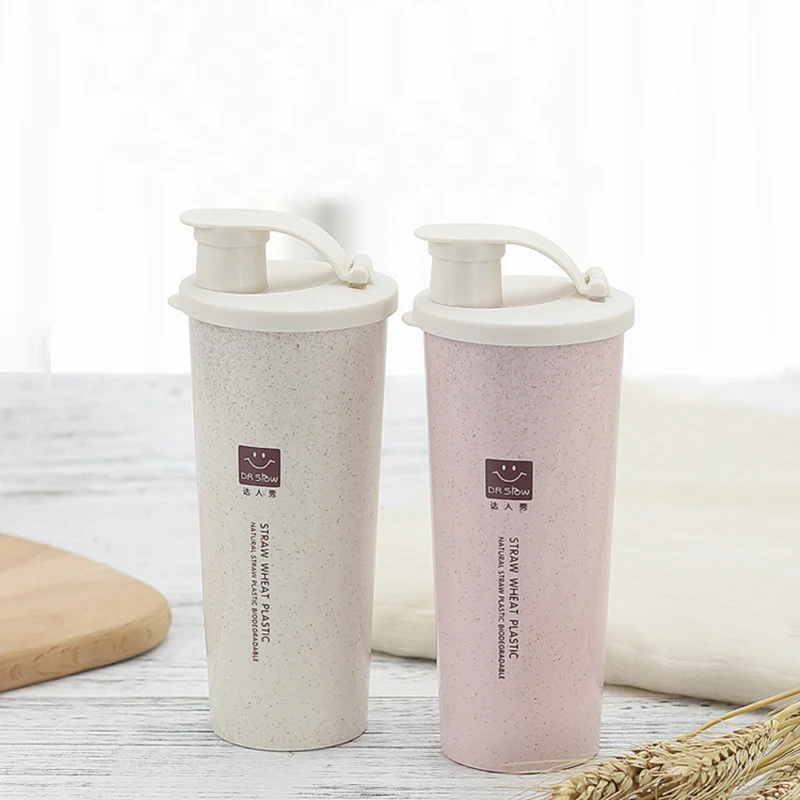 450 ml مسحوق بروتين شاكر زجاجة المياه القمح القش BPA صديقة للبيئة خلاط الرياضية اللياقة البدنية الحليب يهز زجاجة الشرب استخدام أدوات
