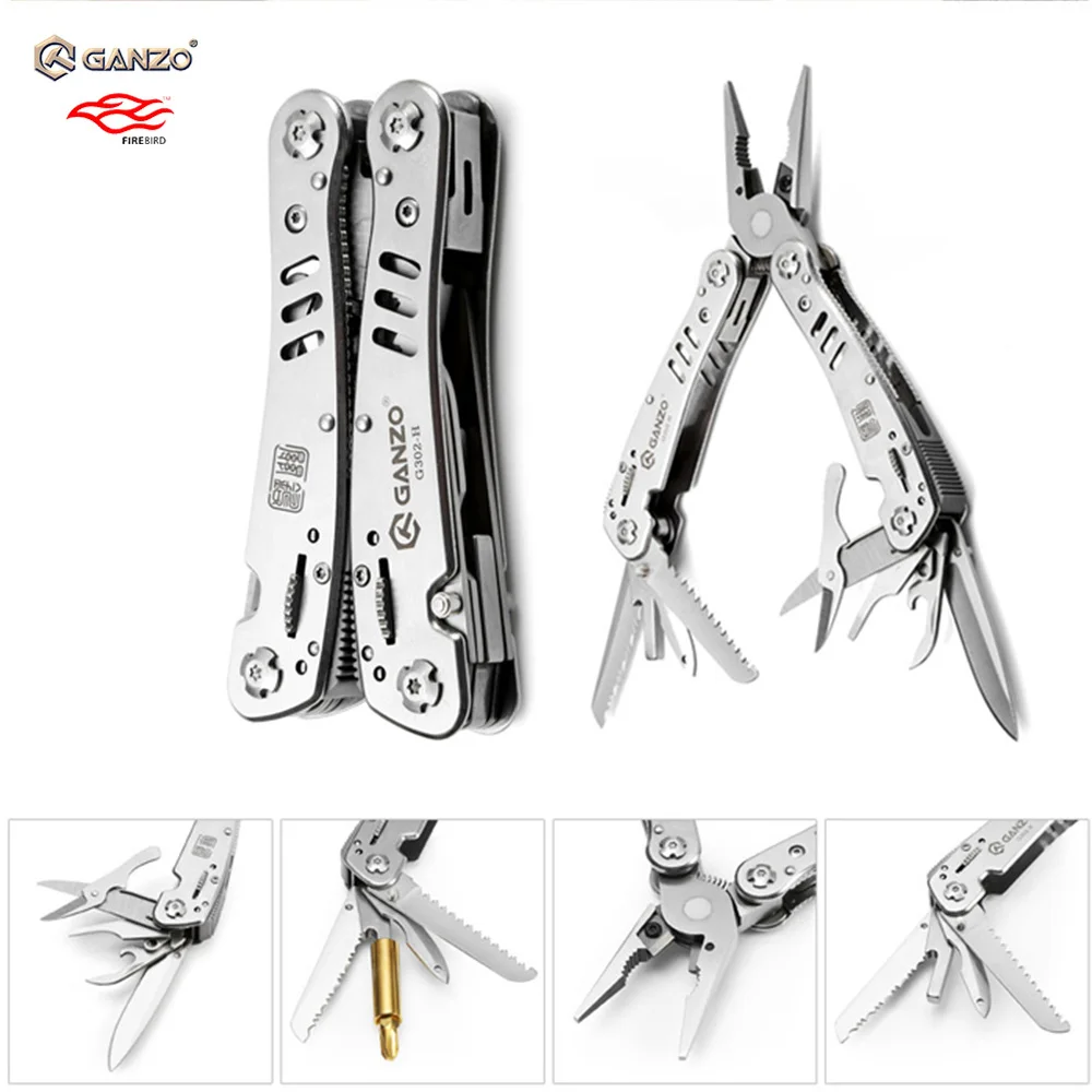 

Ganzo G302-H 12 In 1 Multifunctional Folding Pliers High Carbon Steel Pliers 12pcs Screwdriver Bits Outdoor Camping Multitools