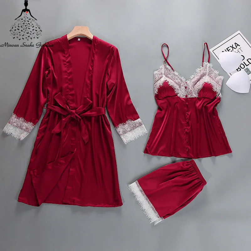 

Pajama Sets Women's Sleep Lounge Sexy Lingerie Silk Satin Pyjama Sets Pijama Femme Sleepwear Nightwear Lingerie Set Nightie