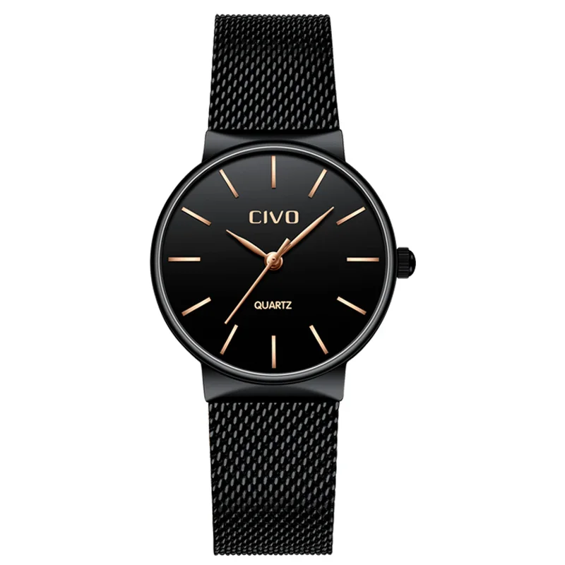 

CIVO Fashion Elegant Ladies Wrist Watches Waterproof Rase Gold Steel Mesh Strap Fashion Quartz-Watch Clocks Relogio Feminino