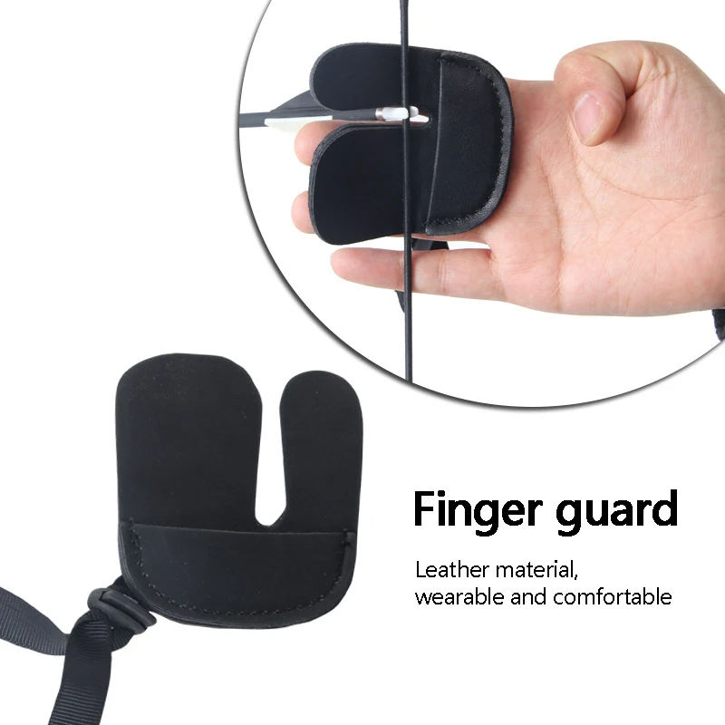 

1pc Archery Hunting Shooting 3 Finger Guard Leather Material Finger Tip Safe Gloves For Archery Sport 2 Color