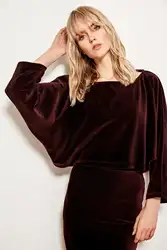 Trendyol бордовая бархатная Вельветовая блузка вязание TCLAW19FV0201