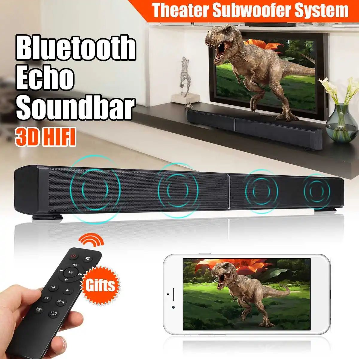 

40W Home bluetooth Soundbar Audio Speaker Wall mounted TV Sound Bar Soundbar Speaker 3D Stereo Speaker with Remote Control