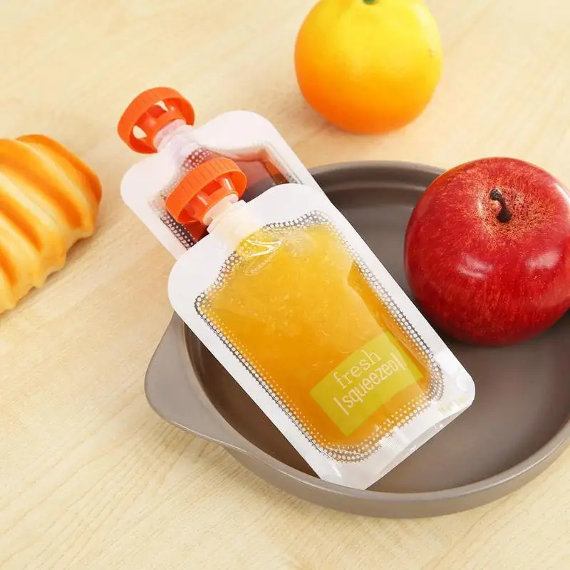 

10PCS Chiildren Baby Feeding Food Bag Portable Travel Camping Home Kitchen Fresh Fruit Juice Containers Food Storage Bags