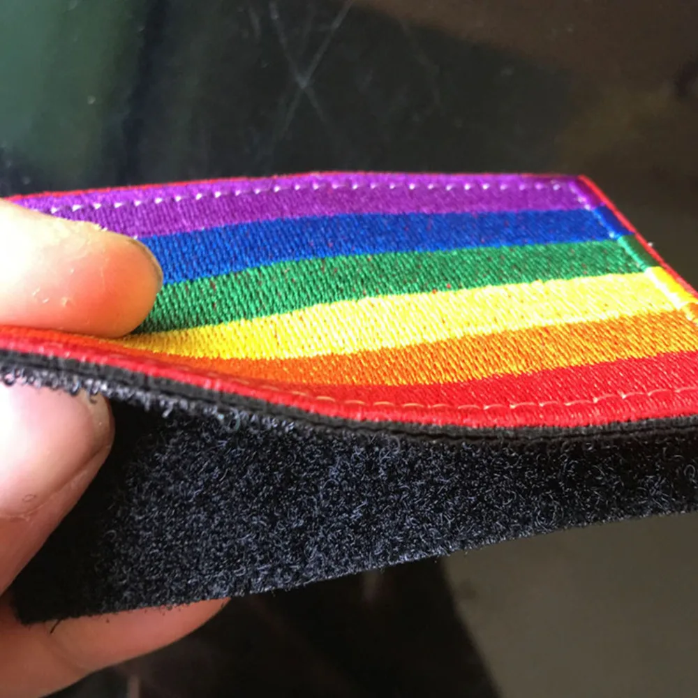 

Rainbow Gay Pride Patches for Clothing Embroidery Iron On Hook&Loop Patches Jacket Stripe Applique On Arm Clothes Decor Badge
