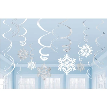 

12pcs/Set Snowflake PVC Spiral Christmas Pendant Snowflake Swirl Drop Ornaments DIY Tree Decor New Year Home Decorations