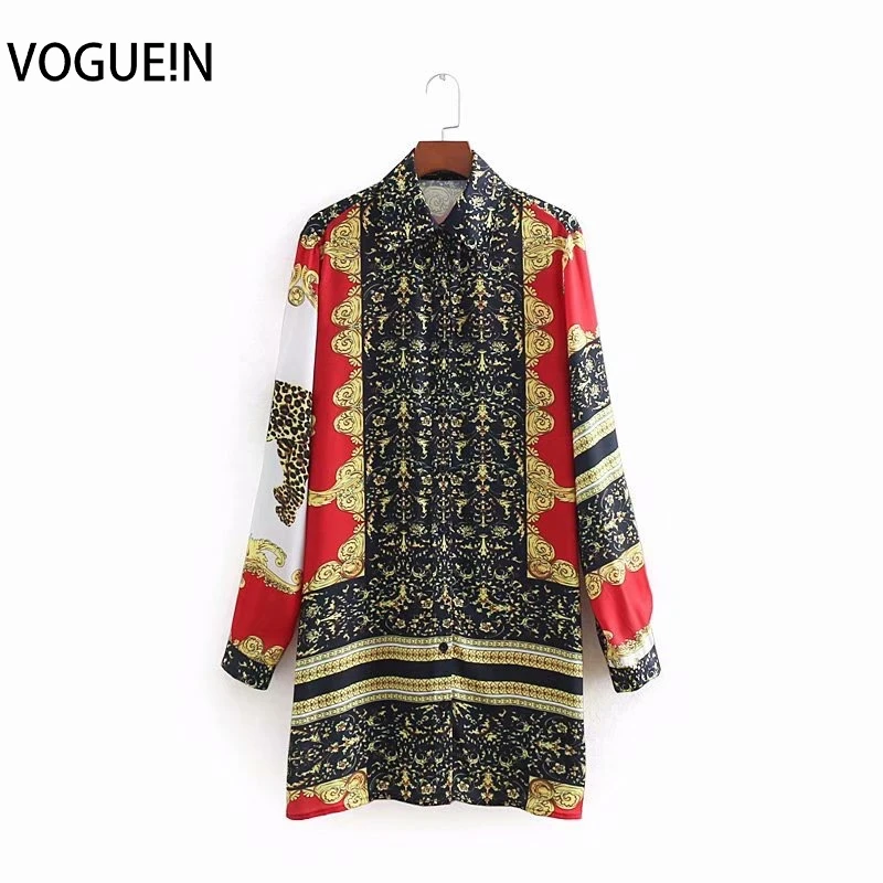

VOGUEIN New Womens Retro Animal Leopard Print Long Sleeve Long Blouse Shirt Top Wholesale