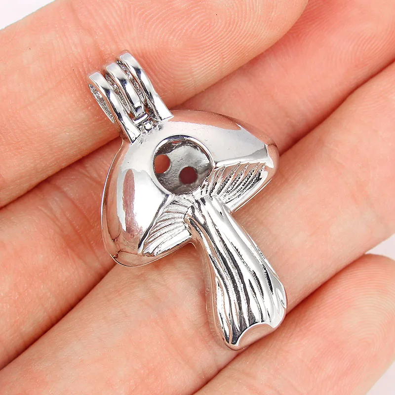 

3pcs/lot Silver Mushroom Dreamcatcher Pearl Cage Pendant Jewelry Making Bead Oyster Cage Pendant Necklace Essential Oil Diffuser