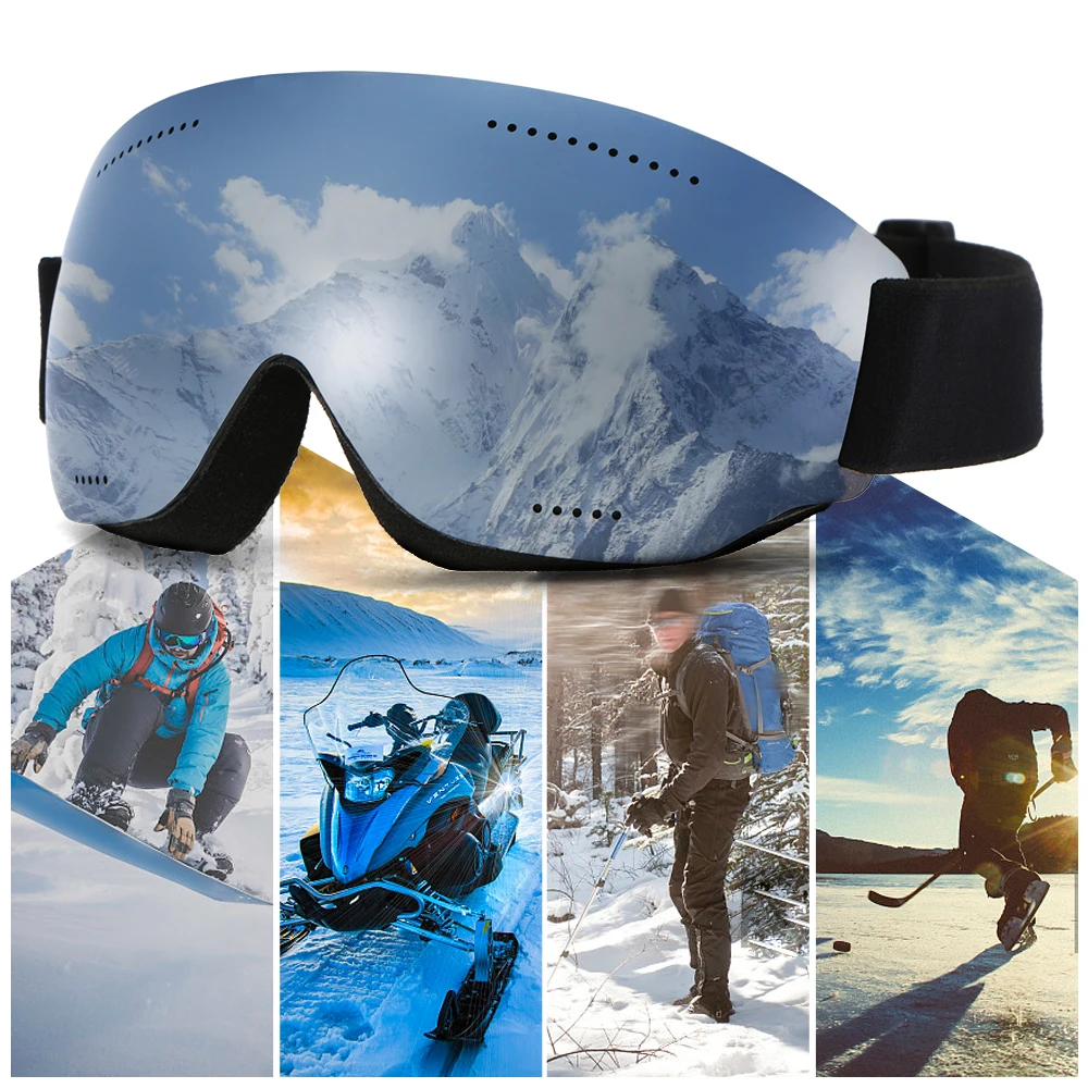 Men Women Snow Skiing Goggles UV400 Protective Anti fog Ski Goggles OTG