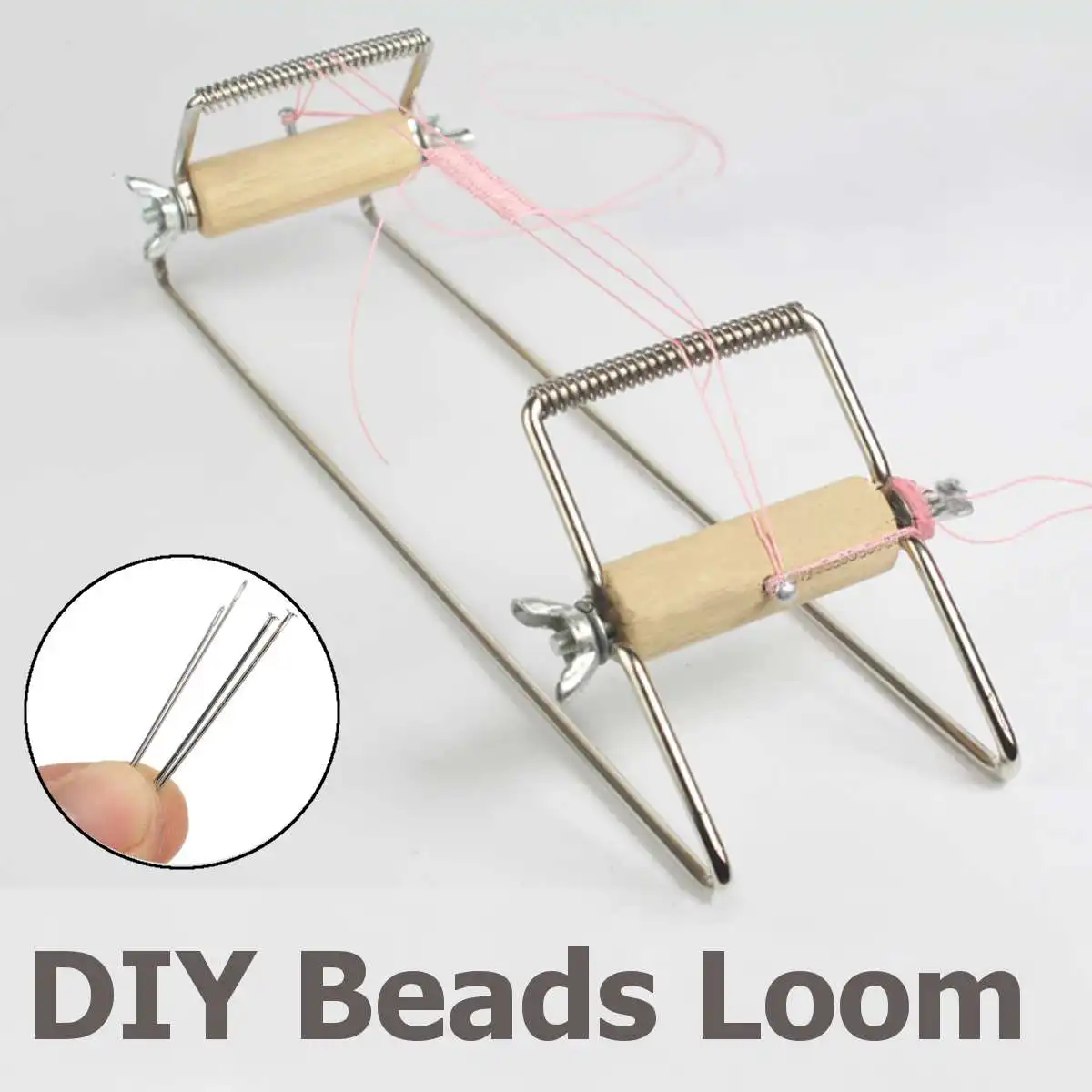 Bead Loom Art Craft Belt Headband Key Chain Weaving Making Machine Beading Tool Metal+Wood Portable Lightweight 32x6.5cm