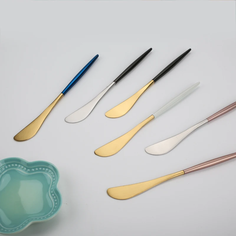  3pcs Black and gold butter knife jam scraper breakfast bread tableware soy sauce butter Western-sty