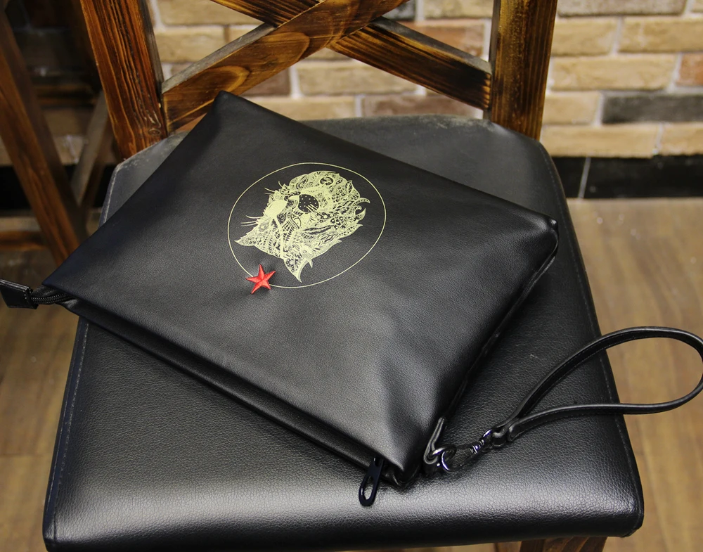 

New Fashion Hand Clutch File Package Business Affairs Leisure High Quality Small Bag Black PU Leather Handbags