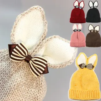 

Bunny Ear Design Winter Hat Baby Girl Boy Fur Pom Bobble Cap Infant Knitted Bow Knot Crochet Hairball Beanie Toddler Fashion Hat