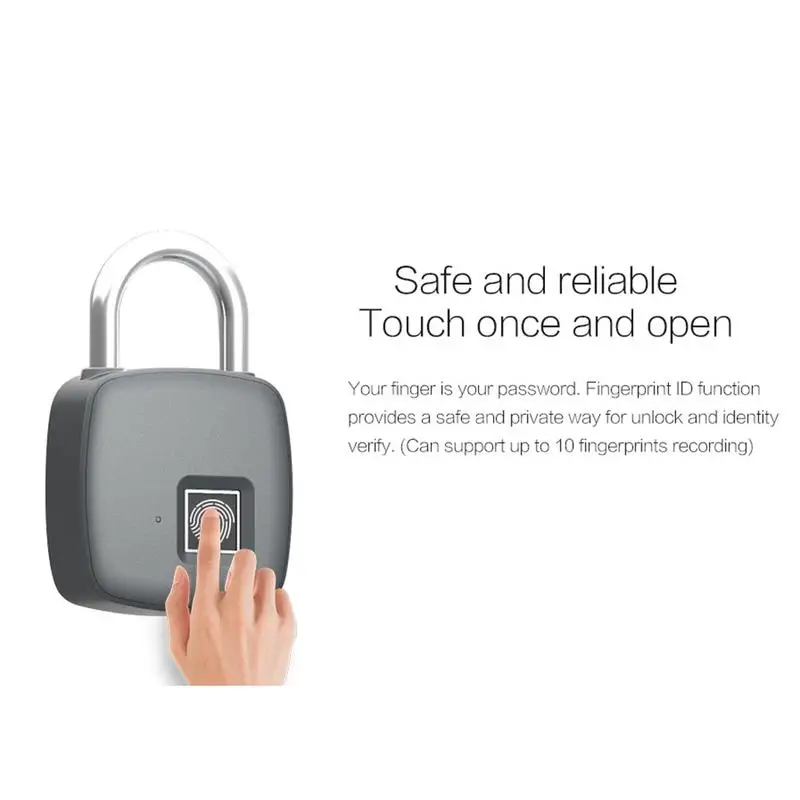 

Smart Fingerprint Padlock IP65 Waterproof Anti-Theft 10 Fingerprint Lock for Suitcase Cupboard Drawer Door Cabinet Backpack Ca