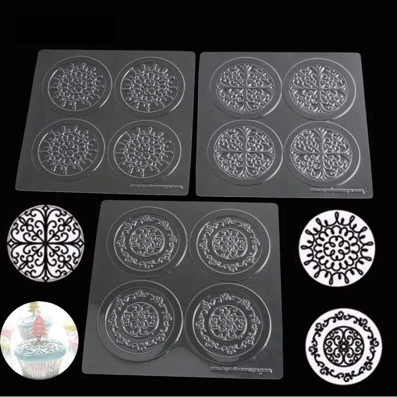 

3pcs paper card craft DIY Album decor Embossed Folder Gum Paste Cake Chocolate Fondant Mold Plastic printing Embosser Template