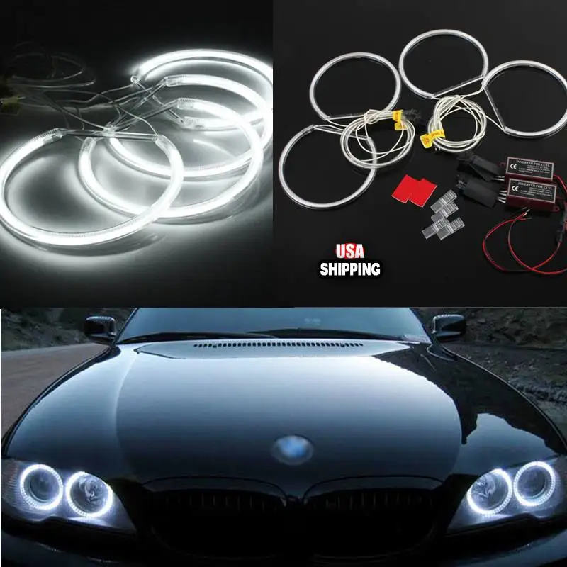 Hot Sell 4pcs 130mm CCFL Angel Eyes Halo Rings Lights Xenon LED White Headlight Bulbs Angel Eye for BMW E36 E39 E46