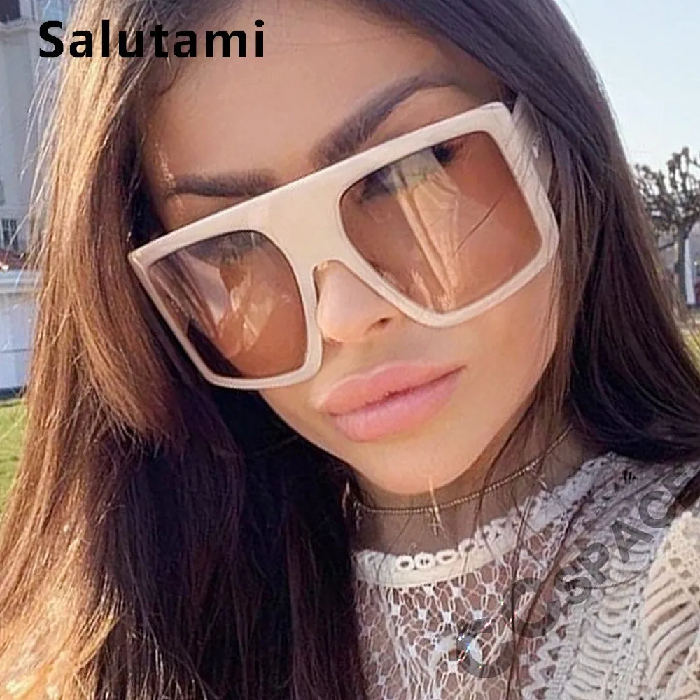 

One Piece Shield Sunglasses For Women Oversize Luxury Brand Sun Glasses Men Vintage Balck Gradient Square Shades Ins Fashion