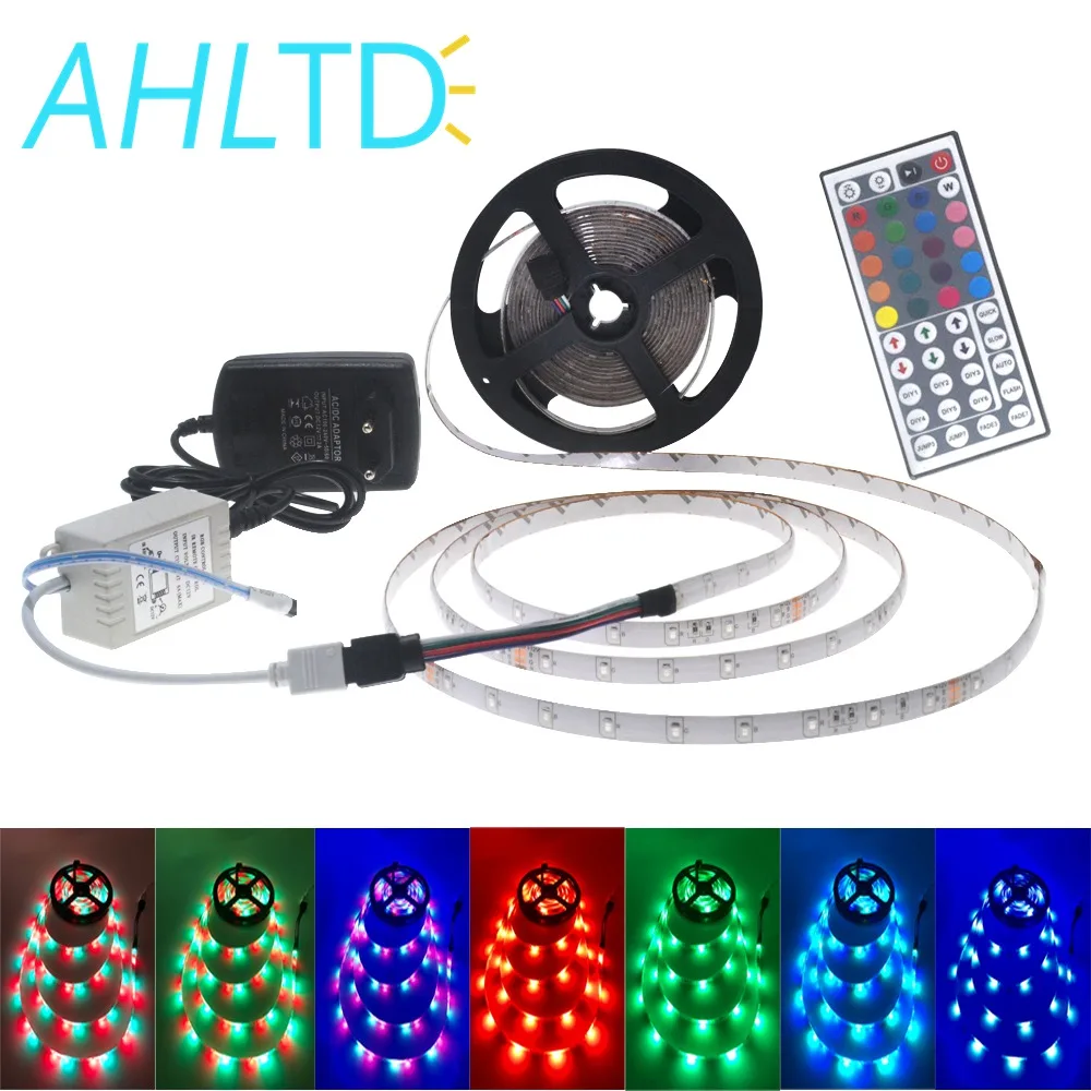 

300Leds 5M RGB 2835 SMD Flexible waterproof/non waterproof led strip with controller DC 12V adapter full set for decor